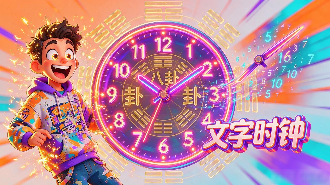 网红文字时钟八卦动画图-_八卦时钟app_八卦时钟屏保